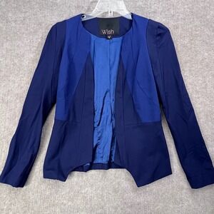 Wish The Label Blue Colorblock Fitted Blazer Jacket Size M AU 12 Career Business